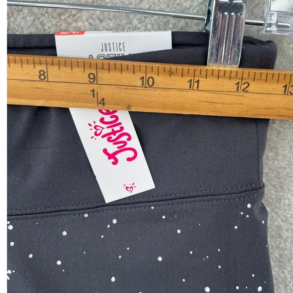 Justice Celestial Galaxy Leggings Size 18/20 Gray Silver Star Foil Splatter NWT